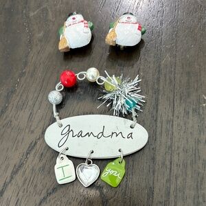 Grandma Holiday Ornament with Snowman Accents